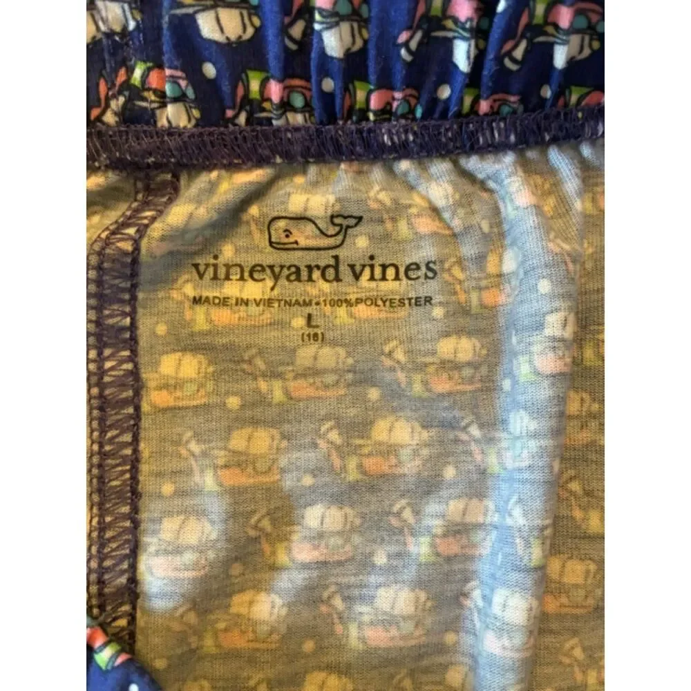 Vineyard Vines Boys Pajama Pants Size 16 Blue Whale Print Lounge Pants EUC